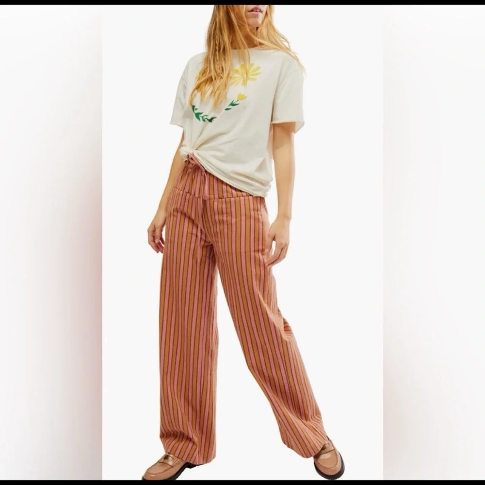 Free People Pink and Tan Hudson Canyon Pants - Size L - Picture 7 of 7